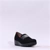 Wonders Sparkle Stud Band Wedge Shoe - Black Suede